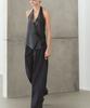 Masimodutti Cotton Blend Pleated Wide Pants