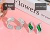 Emerald Gemstone Real Gold Plated Geometric Earrings - Luxurious Green Zirconia Jewelry for Women