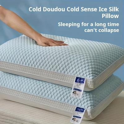 Cuscino Cervicale Massaggiante in Tessuto Rinfrescante Ice Sliky Fiber, Nucleo Cuscino Aiuto per il Sonno, Sonno Profondo Uso Domestico per Adulti, Cuscino Domestico Traspirante