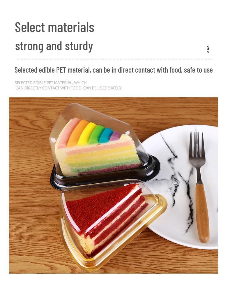 A03 Triangle Cake Box for 6-inch/8-inch Mousse, Mille-feuille, and Durian Pastries - Transparent Disposable Packaging