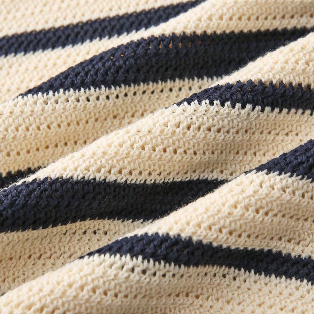 Spring 2026 European & American Style Color Block Stripe Knit Top
