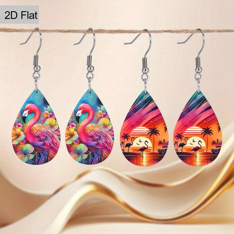 Exquisite Flamingo PU Leather Earrings Fashion Earrings Holiday Gifts for Friends Party Fashion Accessories Elegant Earrings Party Earrings