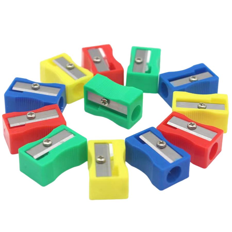 30/60pcs 2.5cm Mini Color Pencil Sharpener Curved Anti-slip Design Plastic Square Pencil Sharpener School Reward Stationery