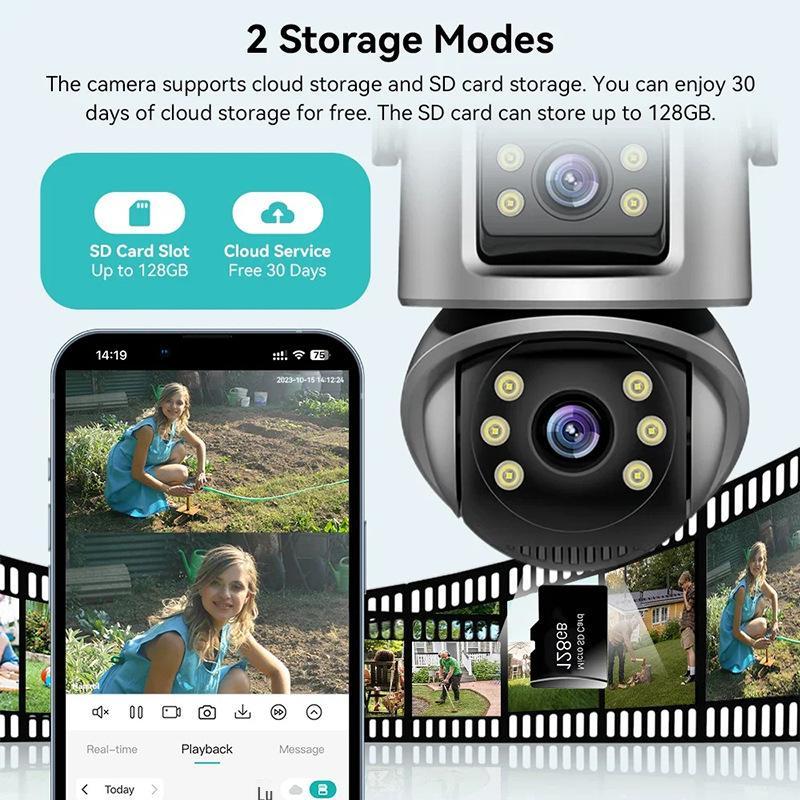 Dual Lens ICsee Wireless PTZ Surveillance Camera