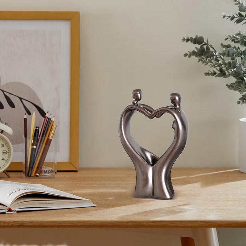 Abstrakt Par Hjärta Staty Hjärta Form Romantisk Staty Skrivbord Hand i Hand Figurer Fotografi Rekvisita Hem Inomhus Ornament För