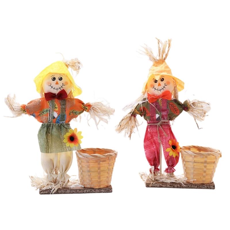 

2Pcs Fabric Display Set Seasonal Wicker Baskets Outdoor Indoor Horror Decorative Accent 1