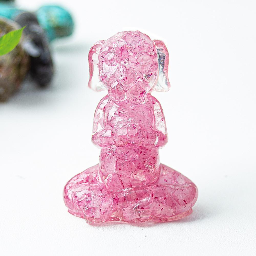 Zen Sitting Dog Resin Art Desk Decor Handmade Crystals For Meditation Gift