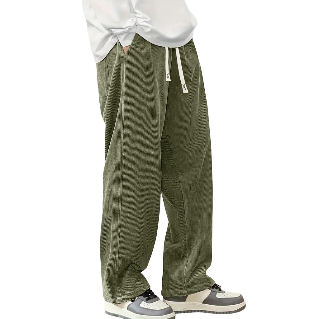Herren Mode Corduroy Textur Lässig Sportlich Gerade Beine Hosen Elastischer Bund Kordelzug Bequeme Passform Strapazierfähiges Material
