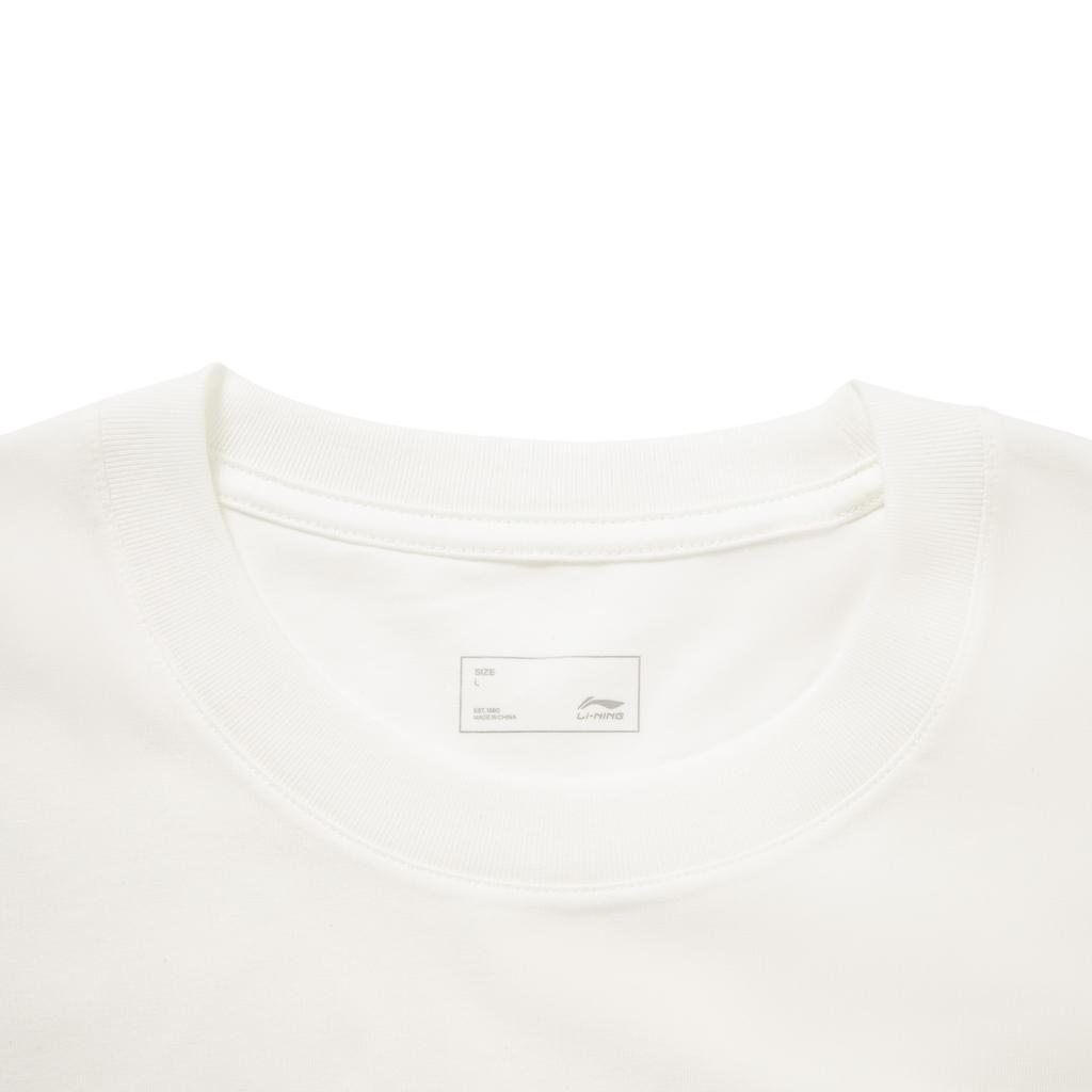 Li Ning Casual Minimalist Letter Round Neck Pullover Short Sleeve T-Shirt Men Tops Off-White AHSV477-1