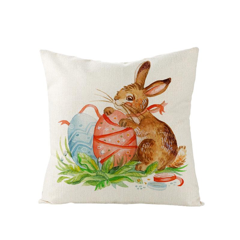 Watercolor Bunny Egg Easter Pillow Cover Nordic Office Sofa Polyester Cushion Cover Home Furnishings