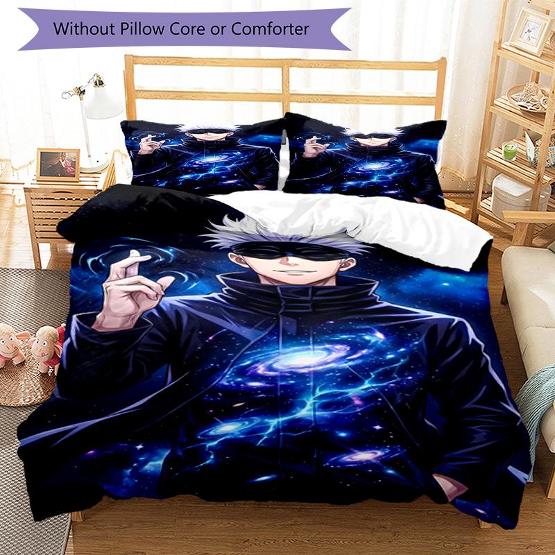 3pcs Gojo Satoru Pattern Bedding Set Duvet Cover Set Includes Duvet Cover &pillowcases, Perfect All Season Bedroom Decoration & Gift