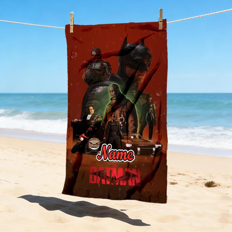 Custom Name Dark Knight Stylish Digital Printing Beach Towel Quick‑Drying Absorbent Blanket for Beach Pool Gym Travel