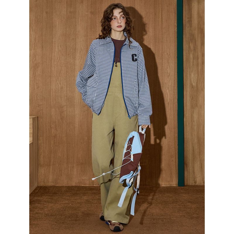 Coolhut2025 Autum Women's Fashionable Plaid Design Plaid American Style Versatile Casual Short Jacket