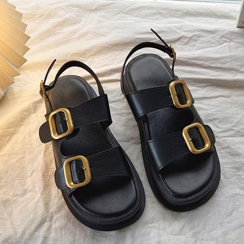 

Platform Women s Sandals Summer Women Flat Shoes Fashion Casual Metal Buckle Soft Bottom Open Toe Ladies Beach Sandals