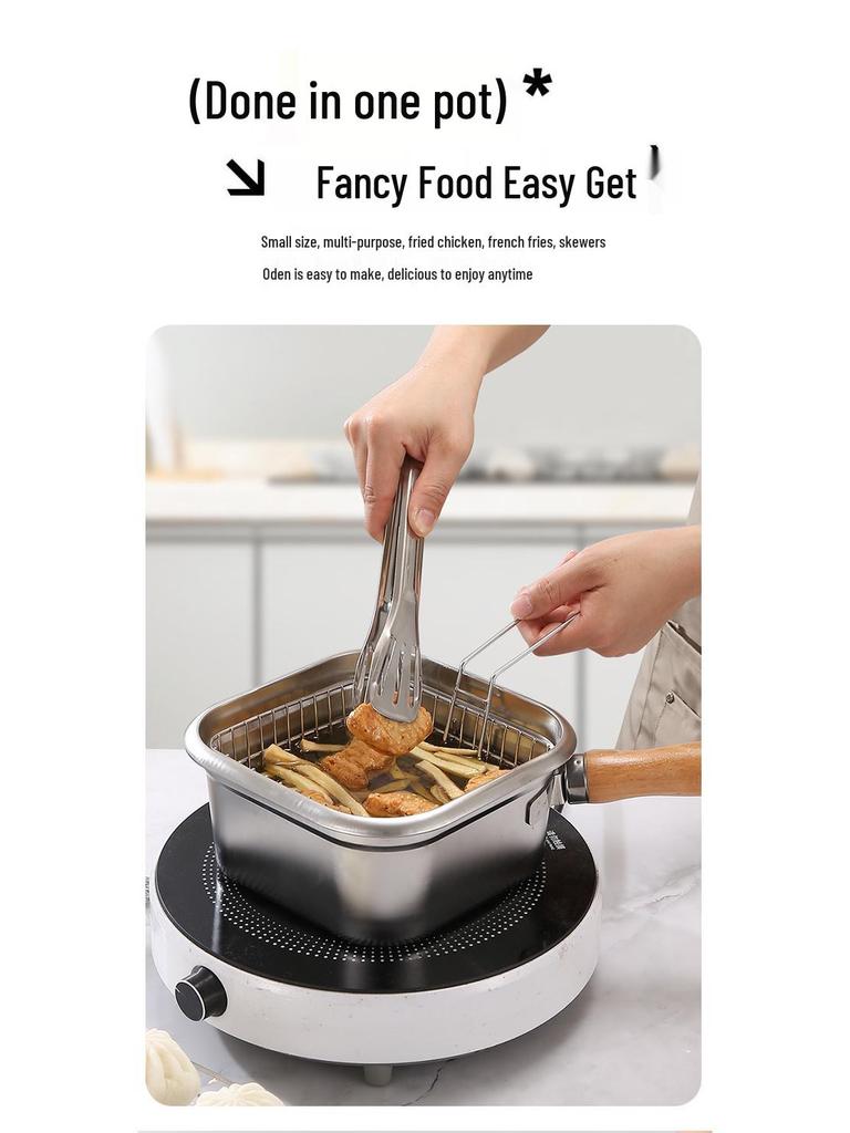 Stainless Steel Multifunctional Cookware: Square Deep Fryer, Milk Steamer, Noodle Pot, Portable Fresh-Keeping Box