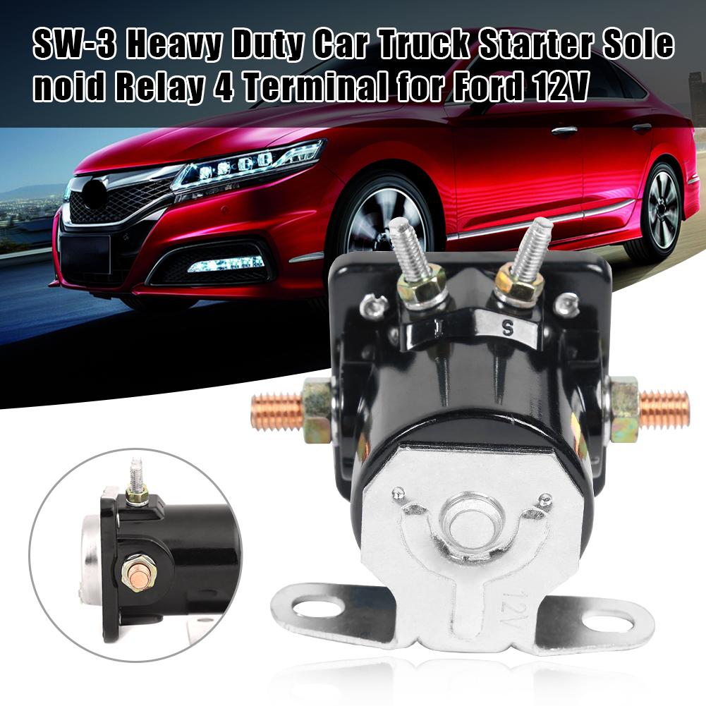 SW-3 12V DC Heavy Duty Car Truck Starter Solenoid Relay SW3 4 Terminals for Ford