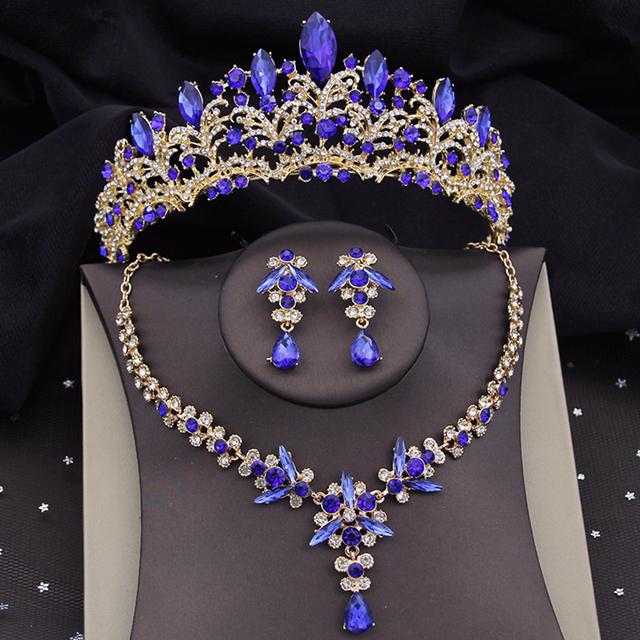 Ensembles de Bijoux de Mariée en Cristal Strass pour Femmes Tiare Couronne Collier Boucle d'Oreille Bal Mariée Costume Ensembles de Bijoux Mode Mariage