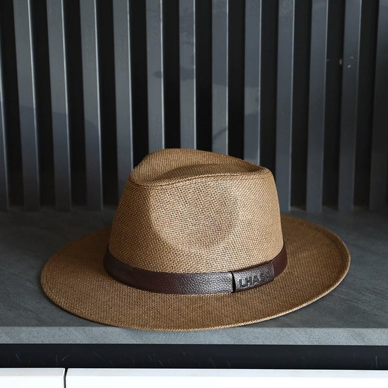 

Panama woven straw sun hat Jazz hat Men s and Women s Sun Shading Beach Hat Sun Protection hat sombrero hombre M55-58cm