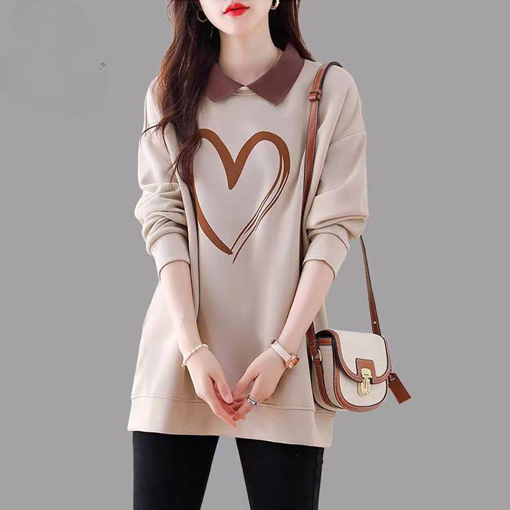 

Свободный топ оверсайз с длинным рукавом на осень, дизайн «два в одном», молодежный, модный XXXL абрикосовый