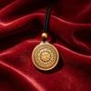 Amitabha Pendant Men and Women Couple Simple Gold Necklace Hollow Design Pendant National Style Retro Accessories Necklace