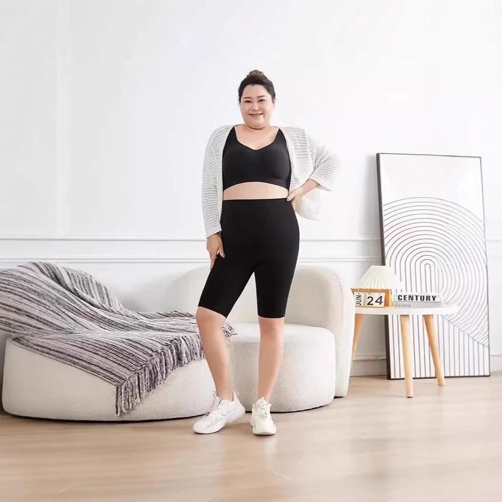 Large High-Waist Summer Seamless Women's Stretch Breathable Casual Sports Black Modal 5-Point Shorts