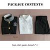 HOLOUN P4 Game Yu Narukami Cosplay Costume Wig School Uniform Embroidery Plaid Collar Suit Pants White Shirt Daily Wear