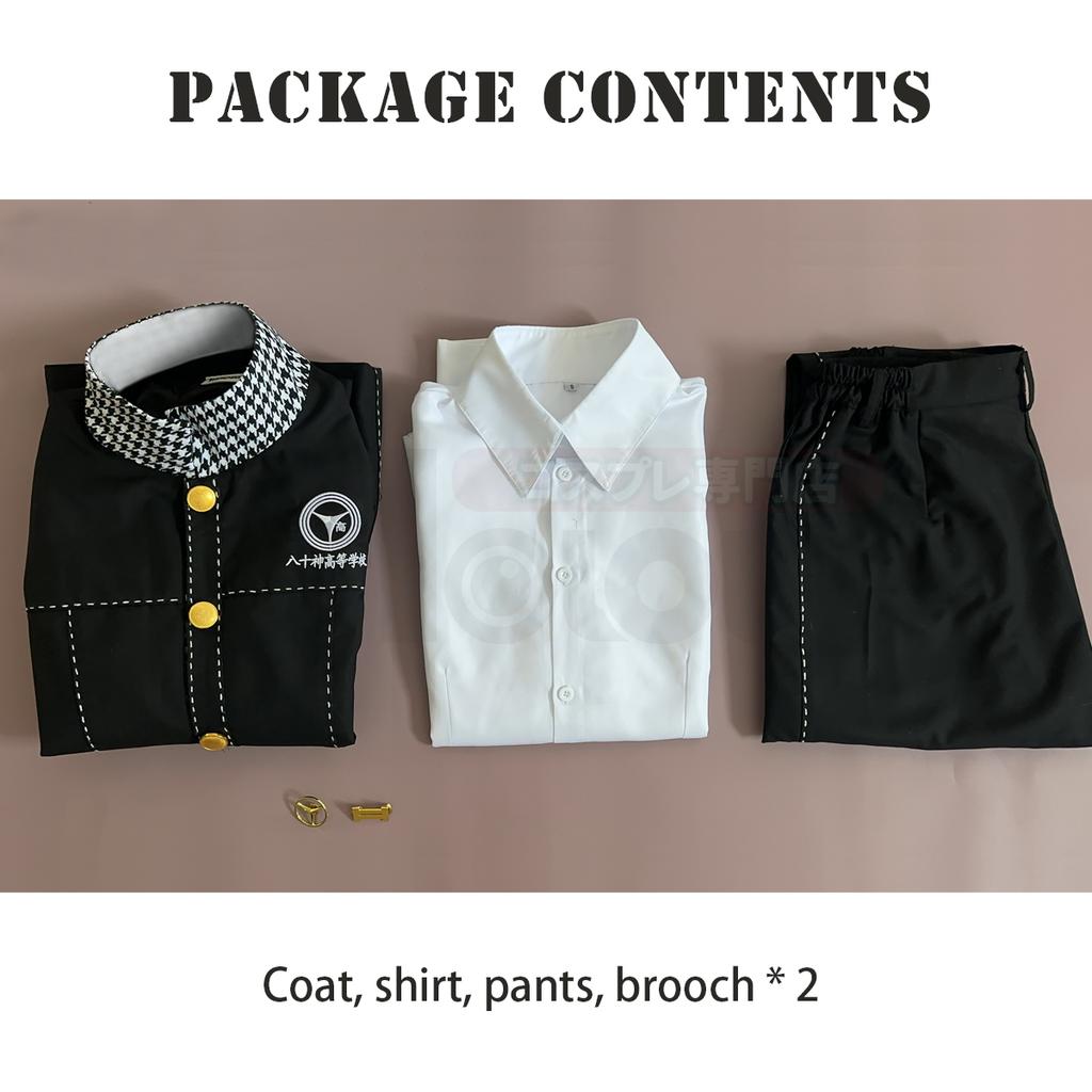 HOLOUN P4 Game Yu Narukami Cosplay Costume Wig School Uniform Embroidery Plaid Collar Suit Pants White Shirt Daily Wear