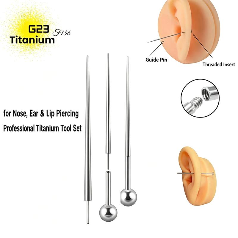 Piercing Insertion Pin Taper Guide Rod Tool 10Pcs Stainless Steel for Safe Nose Lip Navel Body Piercing Stretching