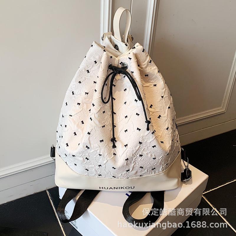 Niche Design Bag Women's Large Capacity 2025 New Summer Canvas Crossbody Bucket Bag Multi-functional Backpack