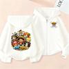 Cartoon Printed Clothing, One Piece Anime Hooded and Zippered Sweater, Long Sleeve Luffy Hooded Sweater for Kids