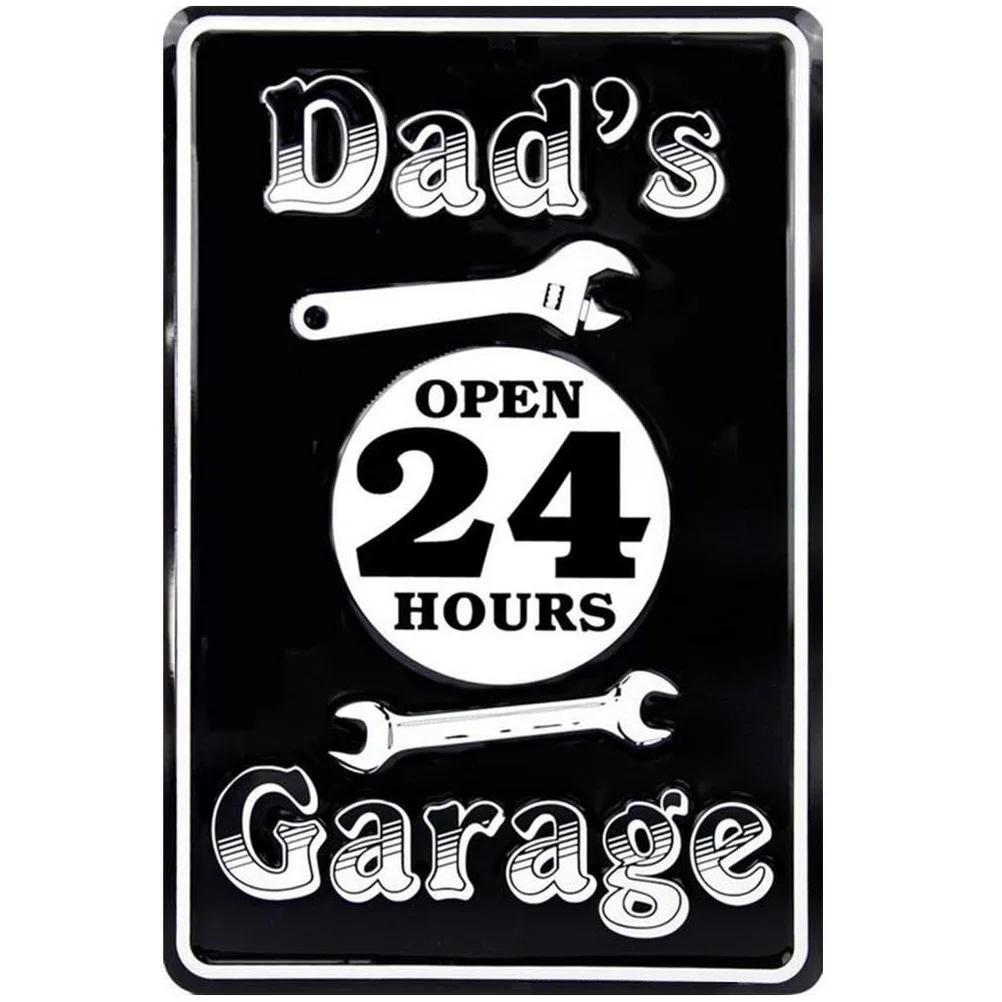 Dad's Garage Workshop Repair Shop 24 Hours Service Vintage Metal Tin Signs Retro Iron Picture Bar Cafe Garage Gym Pub Decor
