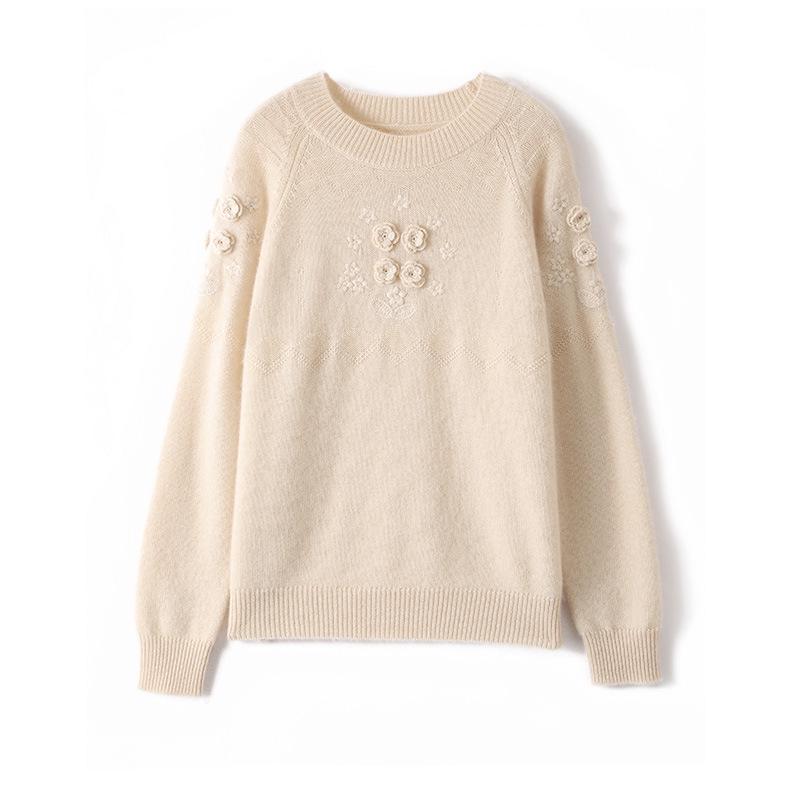 2023 Women's Versatile Wool Sweater: High Neck, Half-Embroidered Knit, Perfect for Autumn/Winter