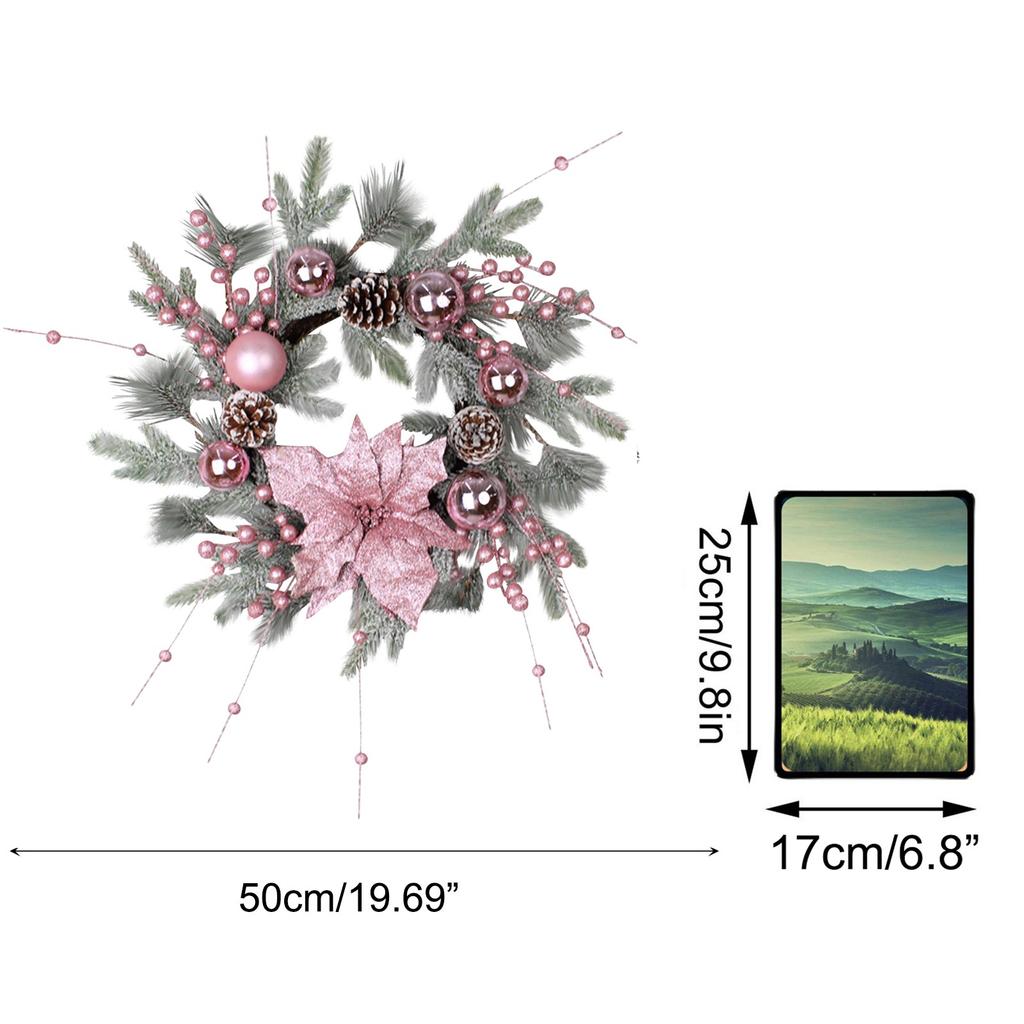 Vánoční 3D Věnec Nádherný Věnec z Vánoční hvězdy Girlanda s Baňkami pro Dekoraci Vchodových Dveří 50cm