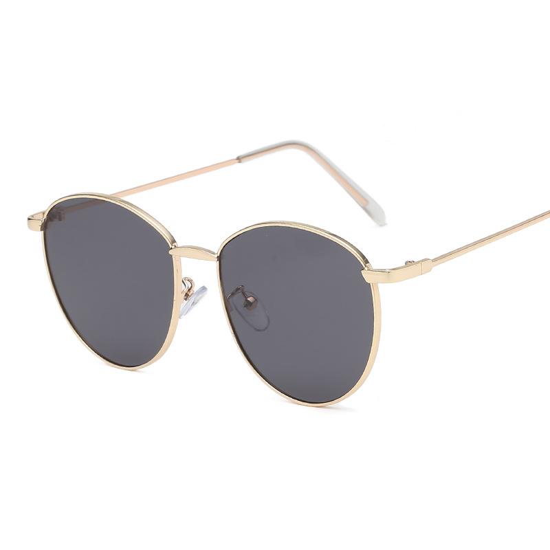 New round retro small frame sunglasses men's and women's tide metal marine sunglasses flat glasses S