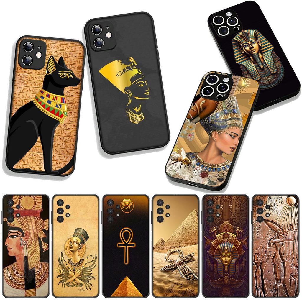 for Samsung Galaxy A36 A17 A26 A07 A35 A54 A53 A13 A33 A34 S8 S9 S20 S21 FE S10 Plus Cover Case Egypt Nefertiti Anubis Ankh Art