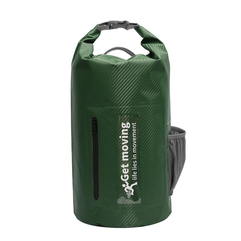 Carbon Fiber Waterproof Portable Bucket Bag Waterproof Bag Beach Rafting Swimming Outdoor Backpack 20L