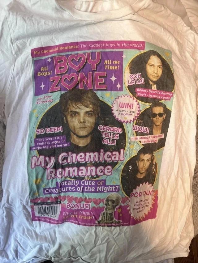 My Chemical Romance BoyZone 2025 Тур Мерч Репринт ПОПУЛЯРНАЯ Унисекс Футболка XXXXL