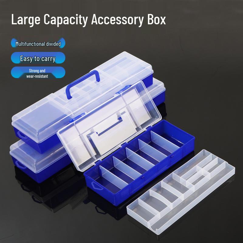 Portable Double-Layer Fishing Tackle Box - Large Capacity with Compartments for Lures and Hooks