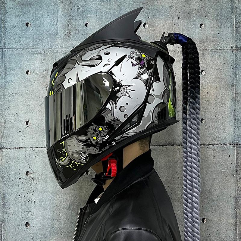 Jiekai Electric Vehicle Bike Helmet Men's and Women's Full Helmets Four Seasons Double Mirror Bluetooth Personalized Helmet Grey Party