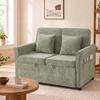 2 Seater Sofa Bed 3-in-1 Convertible Chenille Pull Out Sleeper Sofa with 5-Position Adjustable Backrest, Light Green