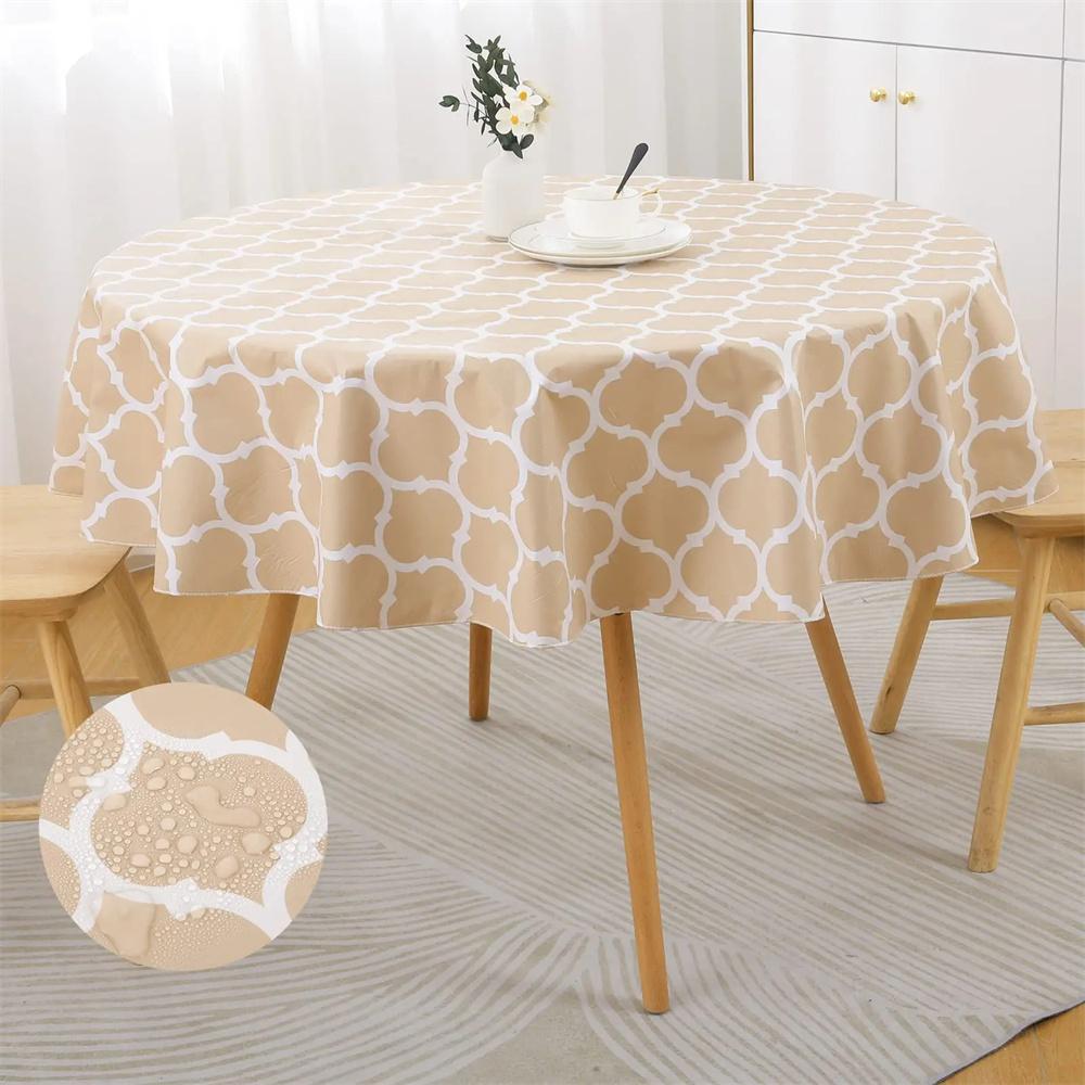 Homaxy Waterproof Tablecloth Heat-Resistant Round Pvc Table Cloth For Wedding Kitchen Dining Desk Moroccan Table Coat Wash Cover