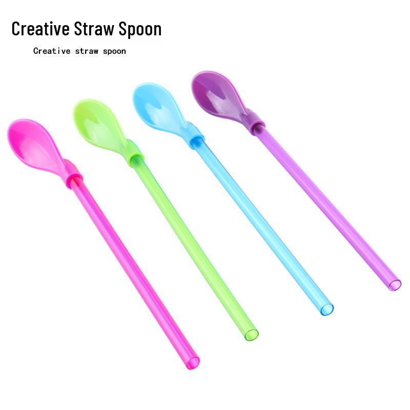 

Двухфункциональная соломинка и пластиковая ложка для перемешивания - Креативная кухонная утварь. 23.6 x 2.7 x 1.1 cm фиолетовый