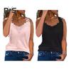 Women Vest V-neck Sleeveless Lace Sling Tops Solid Color Loose Fit Commuter Style Summer Vest Daily Wear