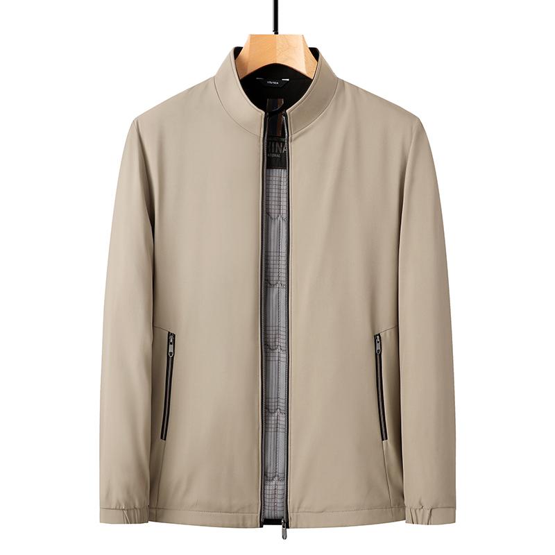 

Men Stand Collar Jacket Men Casual Business Zipper Anti-Wind Coat Men Fashion Thick Fleece Outerwear Male Middle-Aged Jackets M хаки