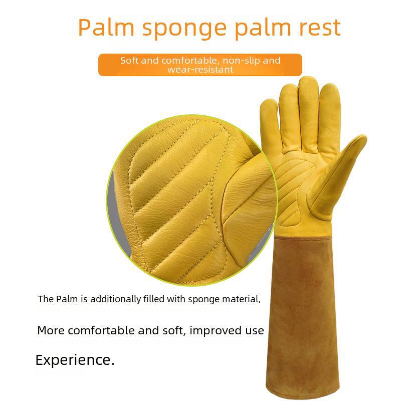 Anti-Thorn Cowhide Gardening & Beekeeping Gloves - Long, Durable, Protective