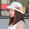 Rolled Brim Sunscreen Bucket Cap Solid Color Women Sun Cap Versatile Flower Fisherman Hat  Camping