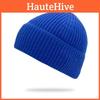 Solidcolor Knitted Thickstripe Hat Black Unisex Warm Winter Overthehead