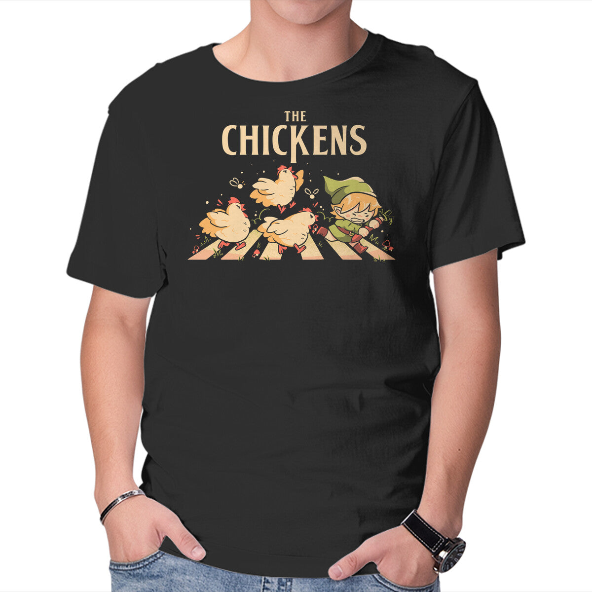 Unisex Crew Neck T-Shirt The Chickens Road Graphic Short Sleeve Casual Tee S