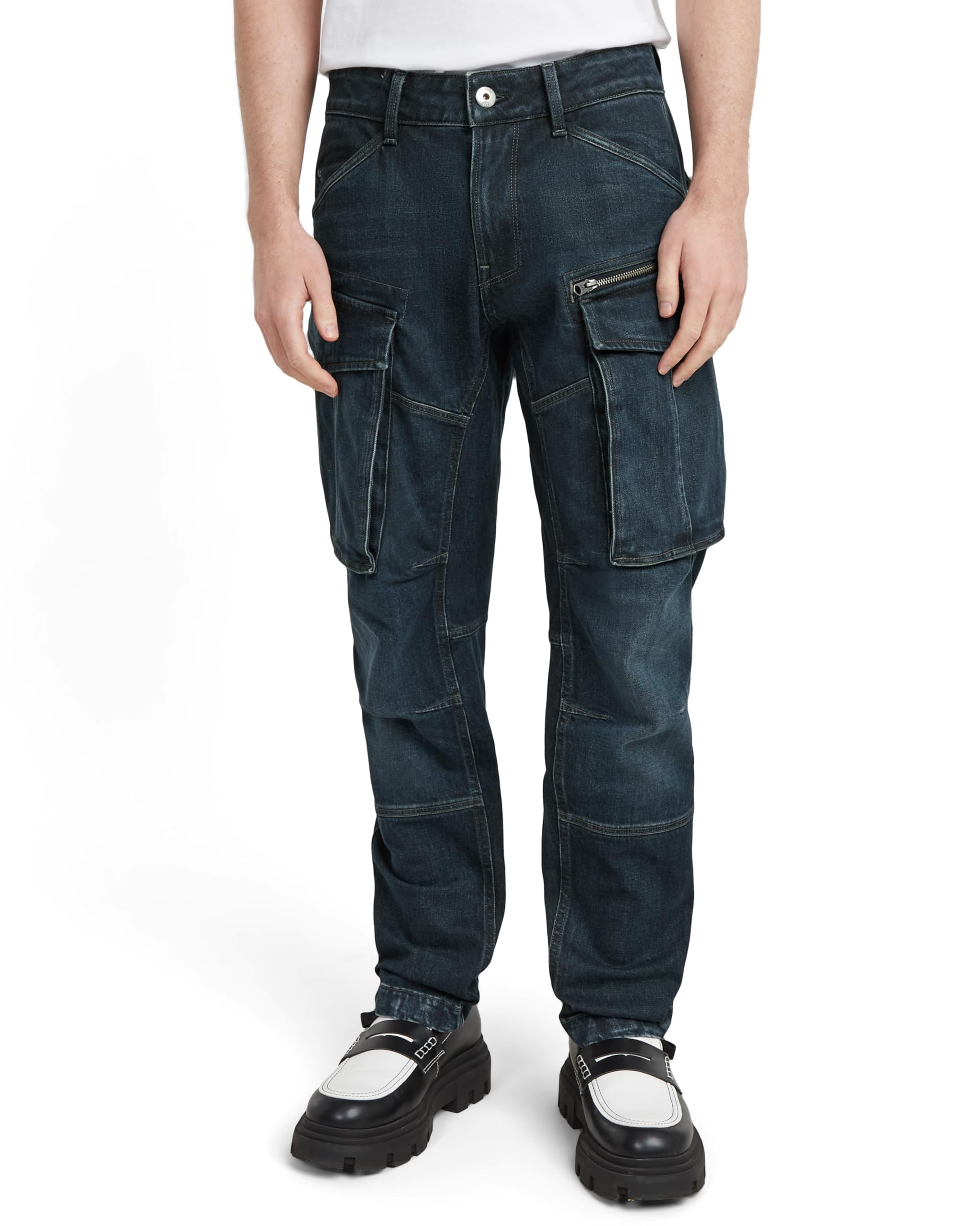 G-Star RAW Cargo Pants Men Tapered Navy Rovic Zip 3D Regular Tapered Denim D23077-D164-D325-W28/L32
