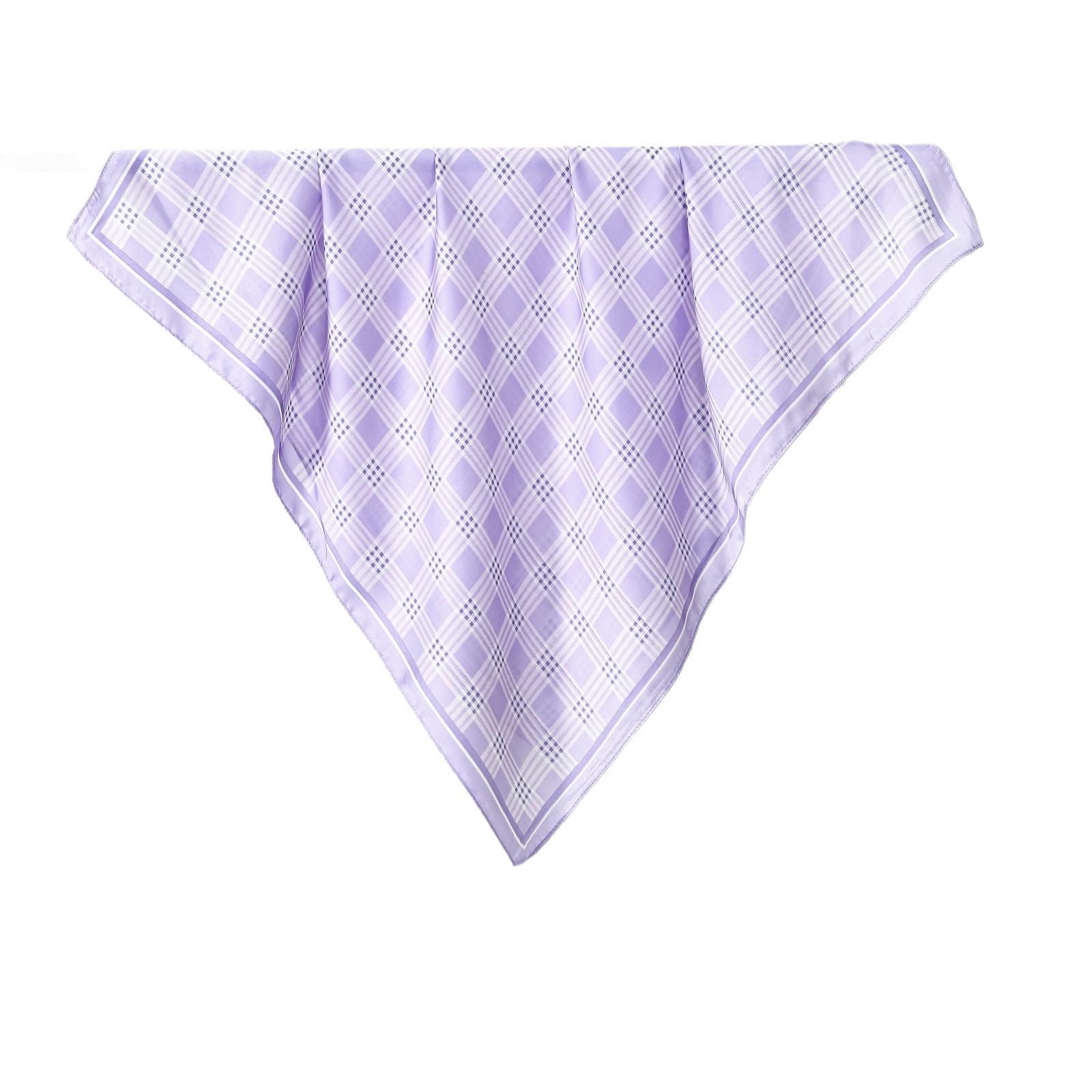 Elegant Ladies  Silk Scarf: Versatile & Timeless Neckerchief Line Block Scarf Purple